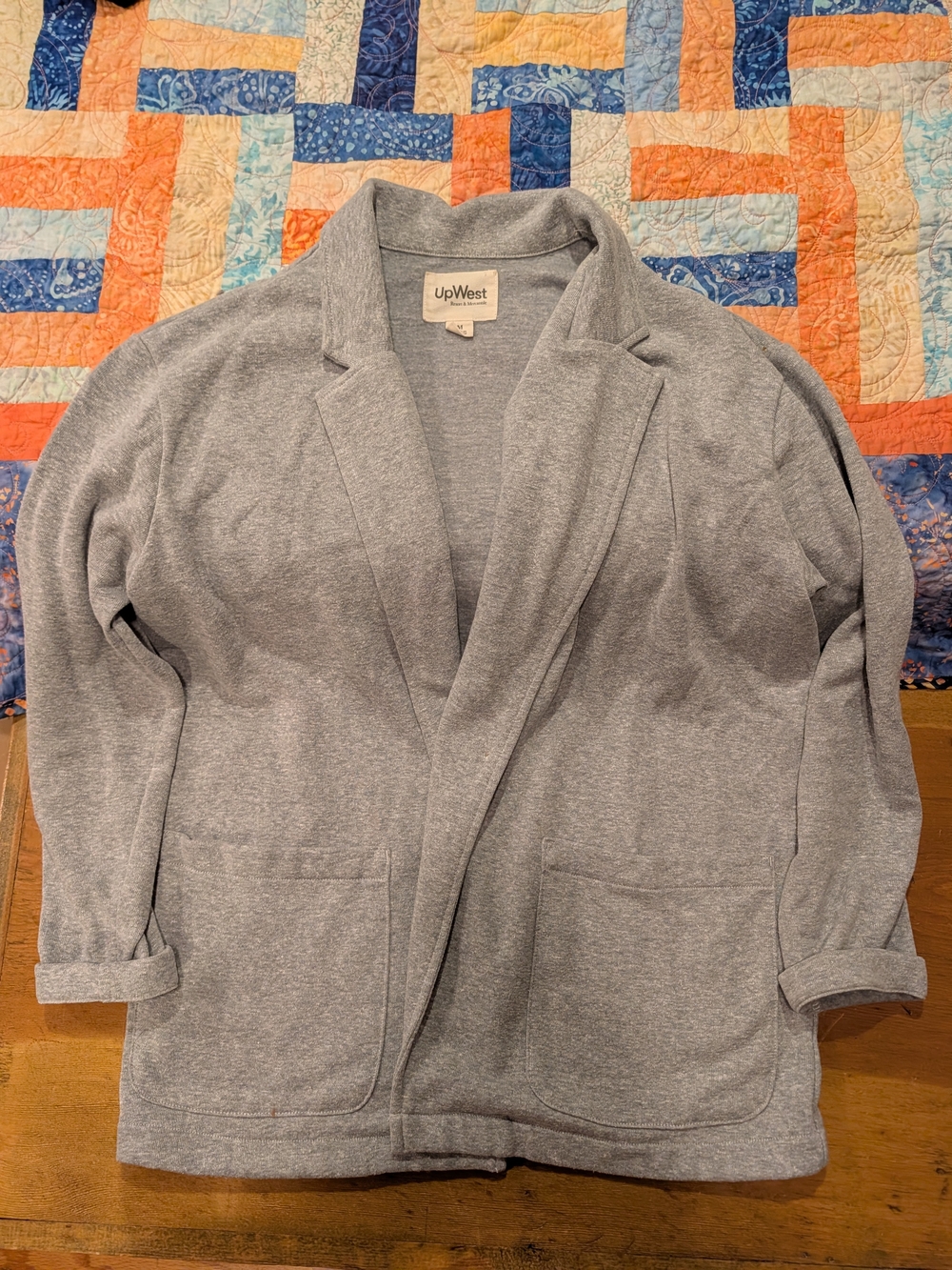 UpWest Light Gray Open-Front Knit Blazer